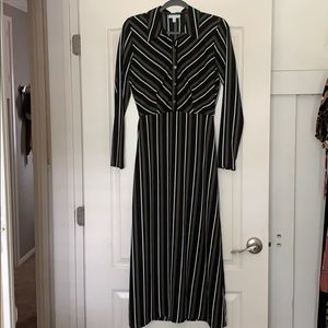 long sleeve collared maxi dress